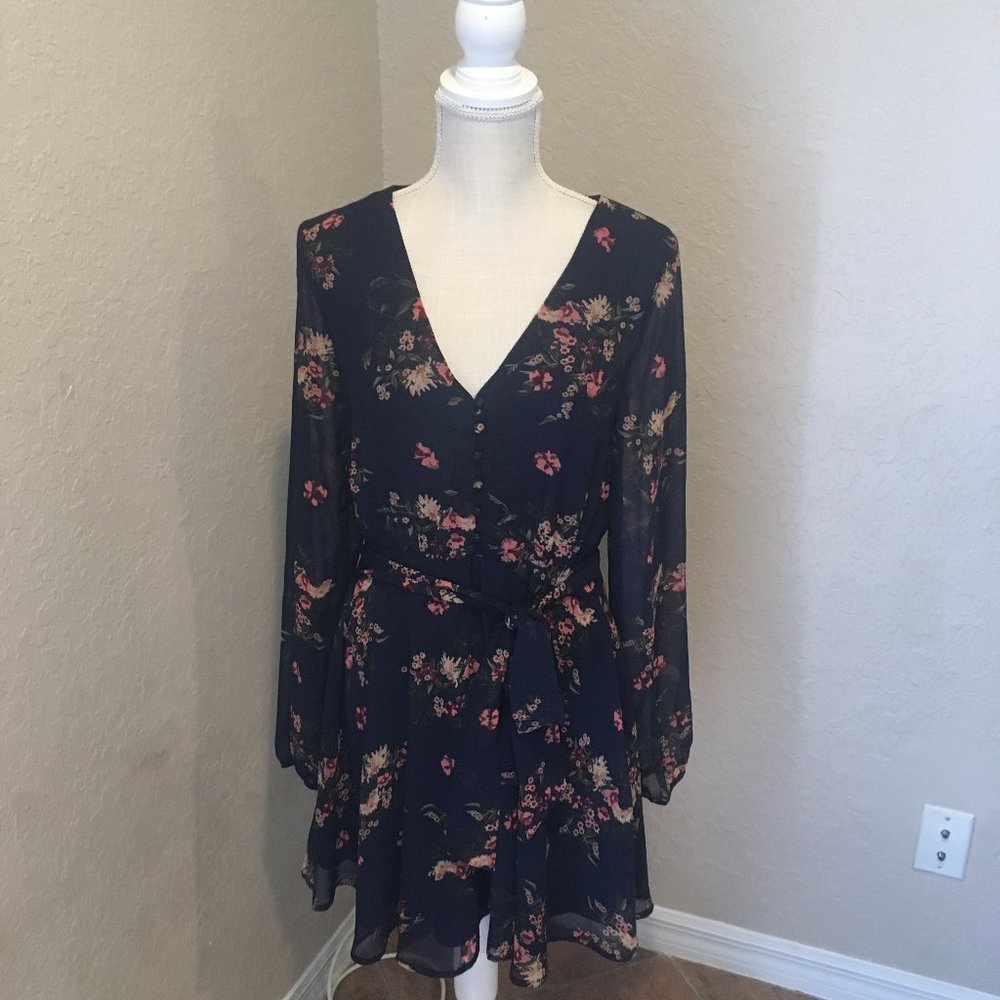 Lulus Floral Navy Dress